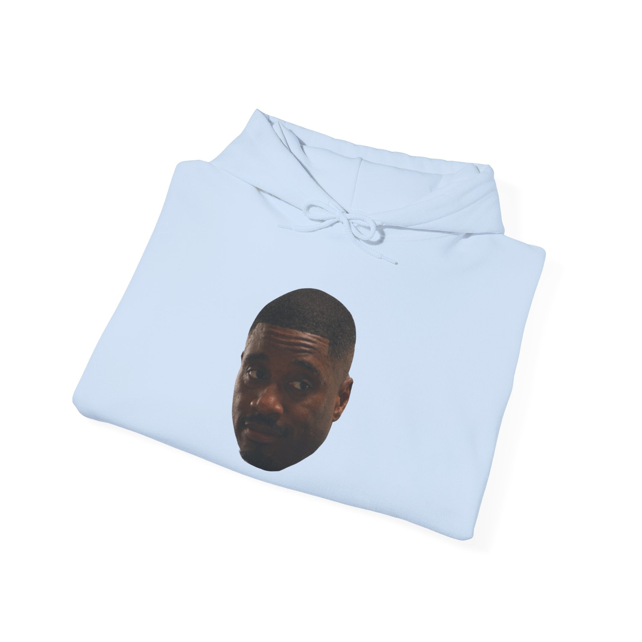 Minimal Face Print Hoodie — Small Center Portrait Graphic
