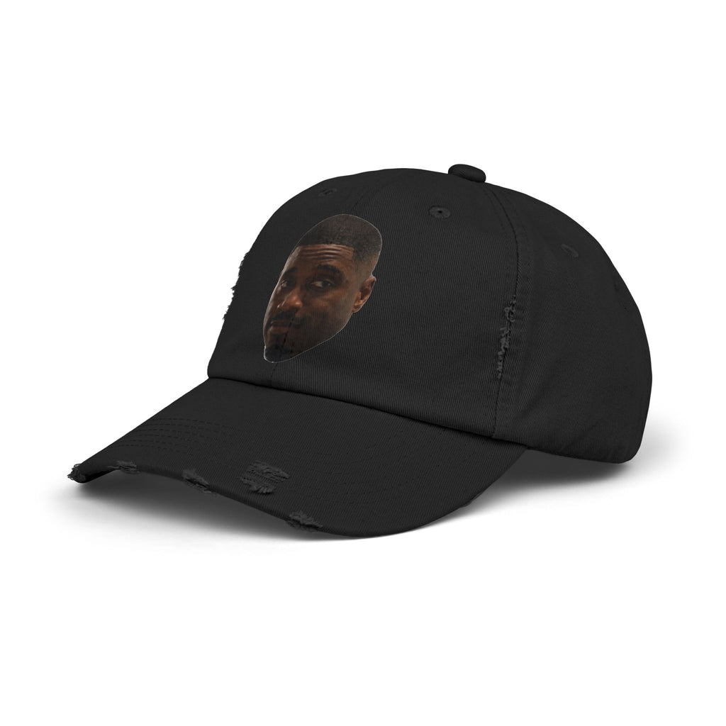 Distressed Black Dad Hat with Expressive Face Patch