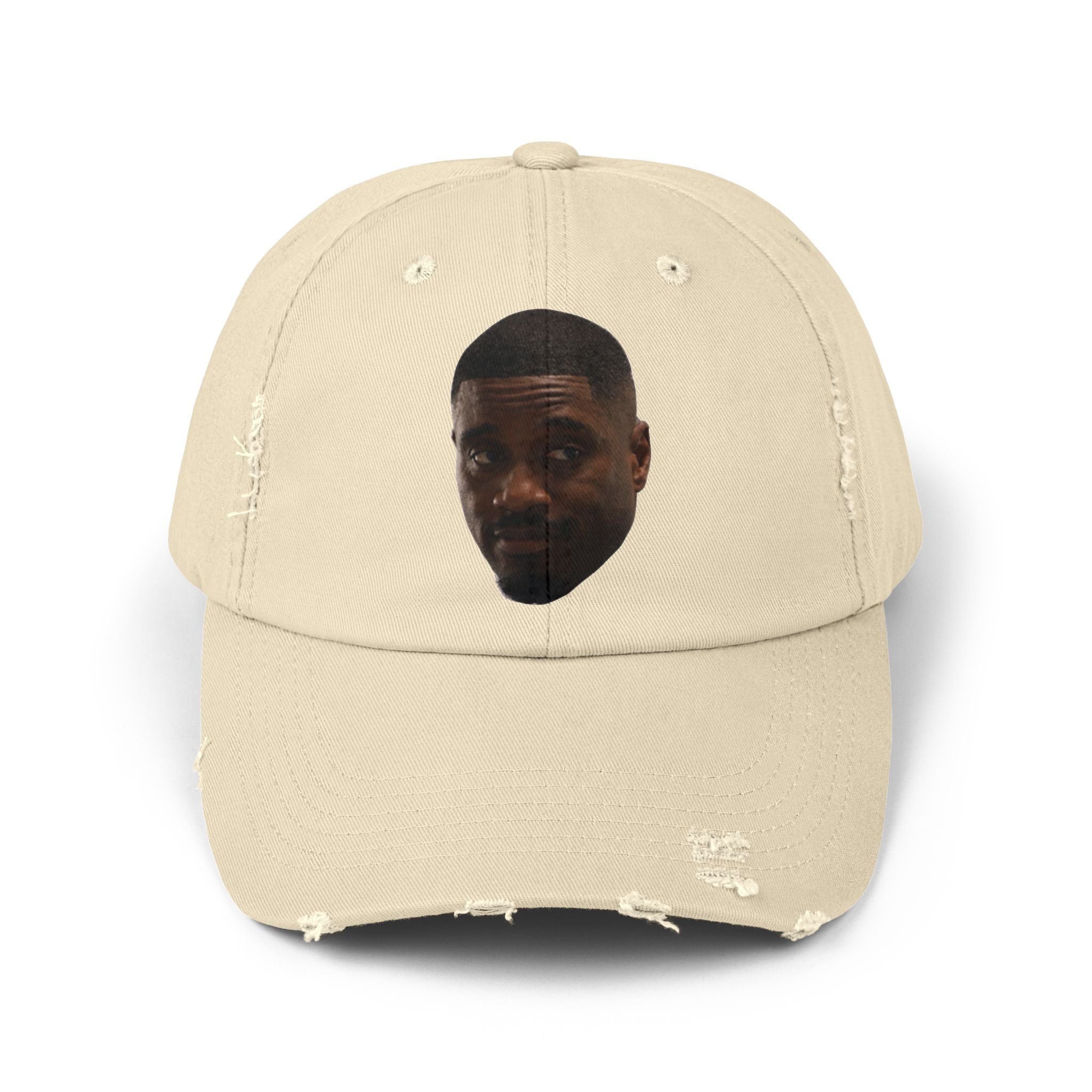 Distressed Black Dad Hat with Expressive Face Patch