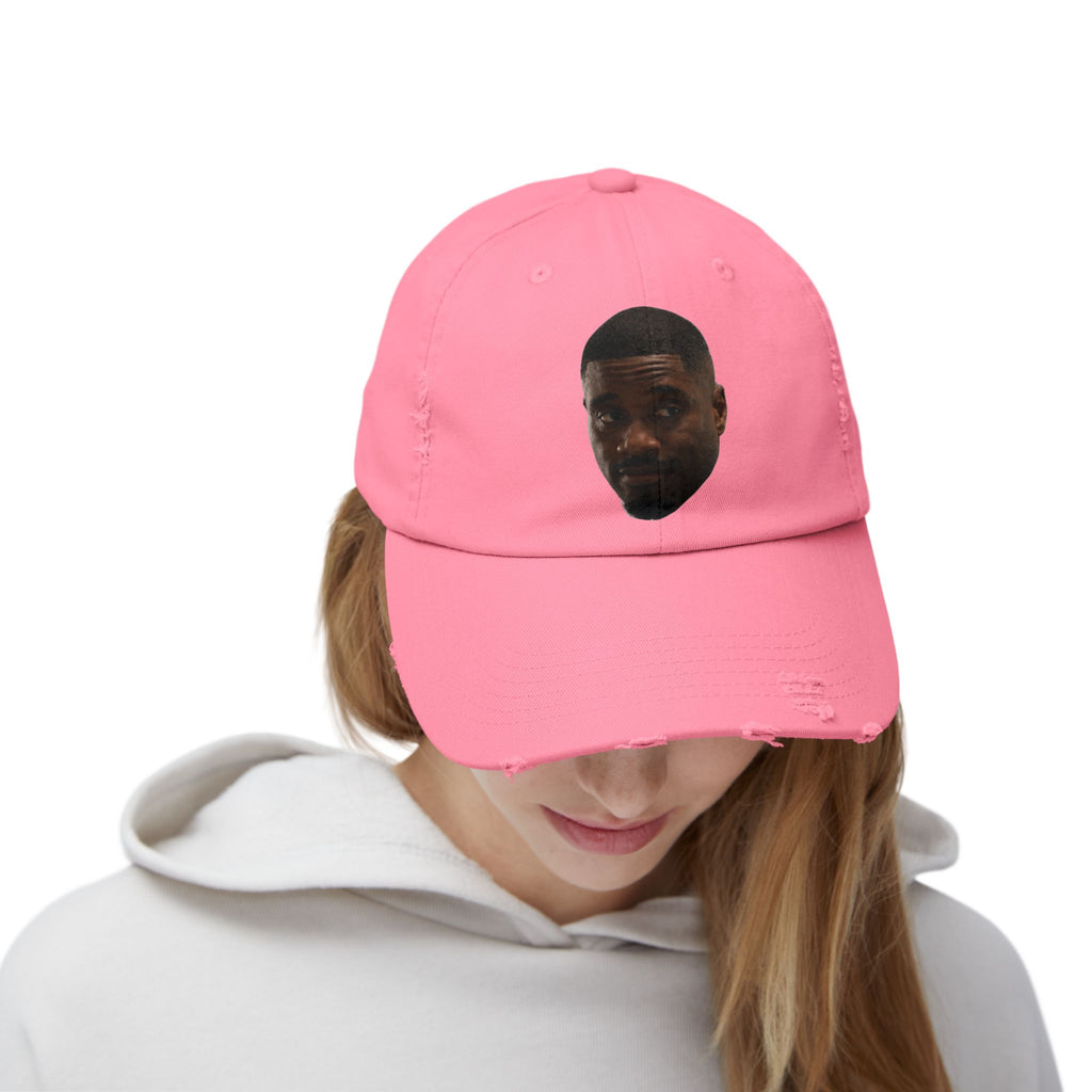 Distressed Black Dad Hat with Expressive Face Patch