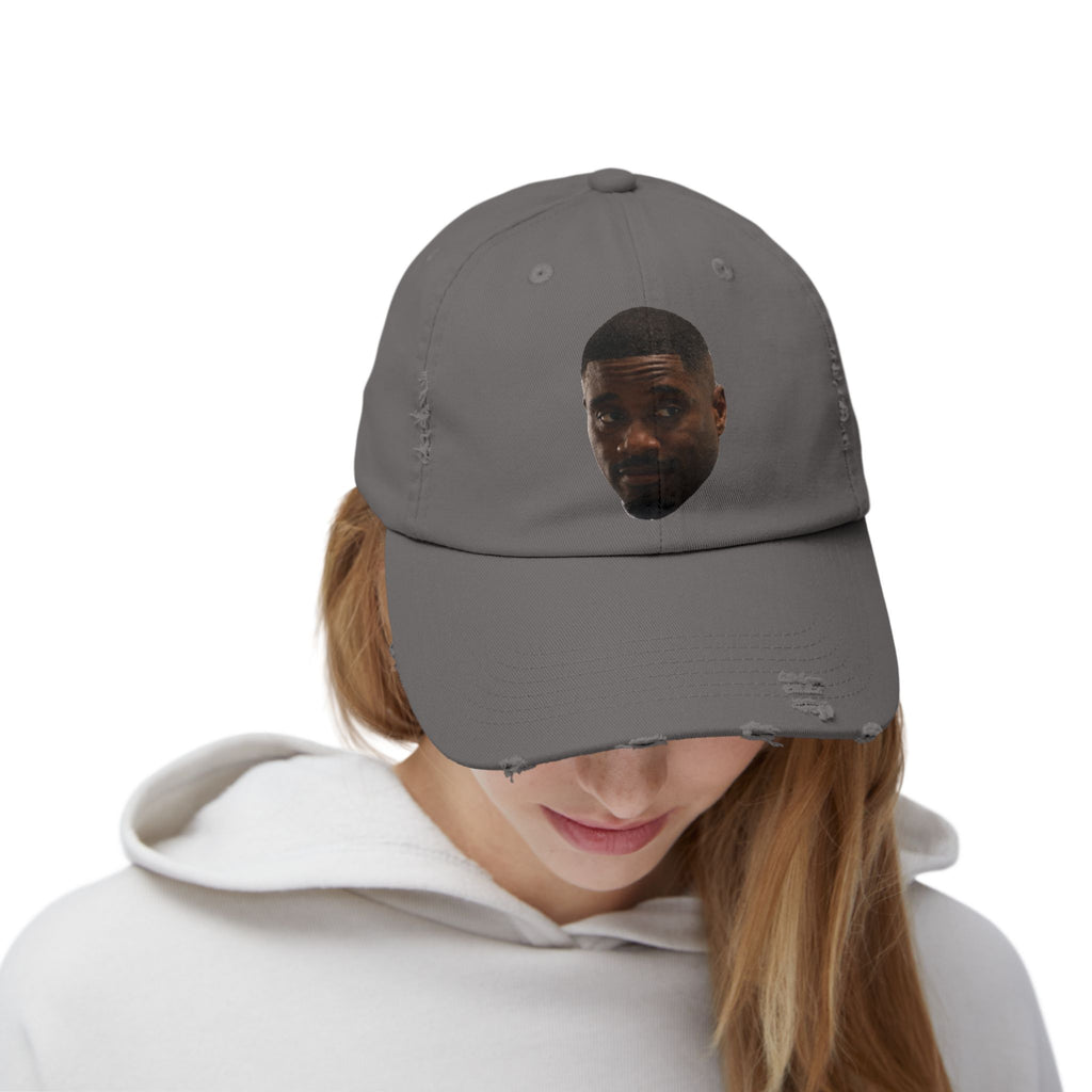 Distressed Black Dad Hat with Expressive Face Patch