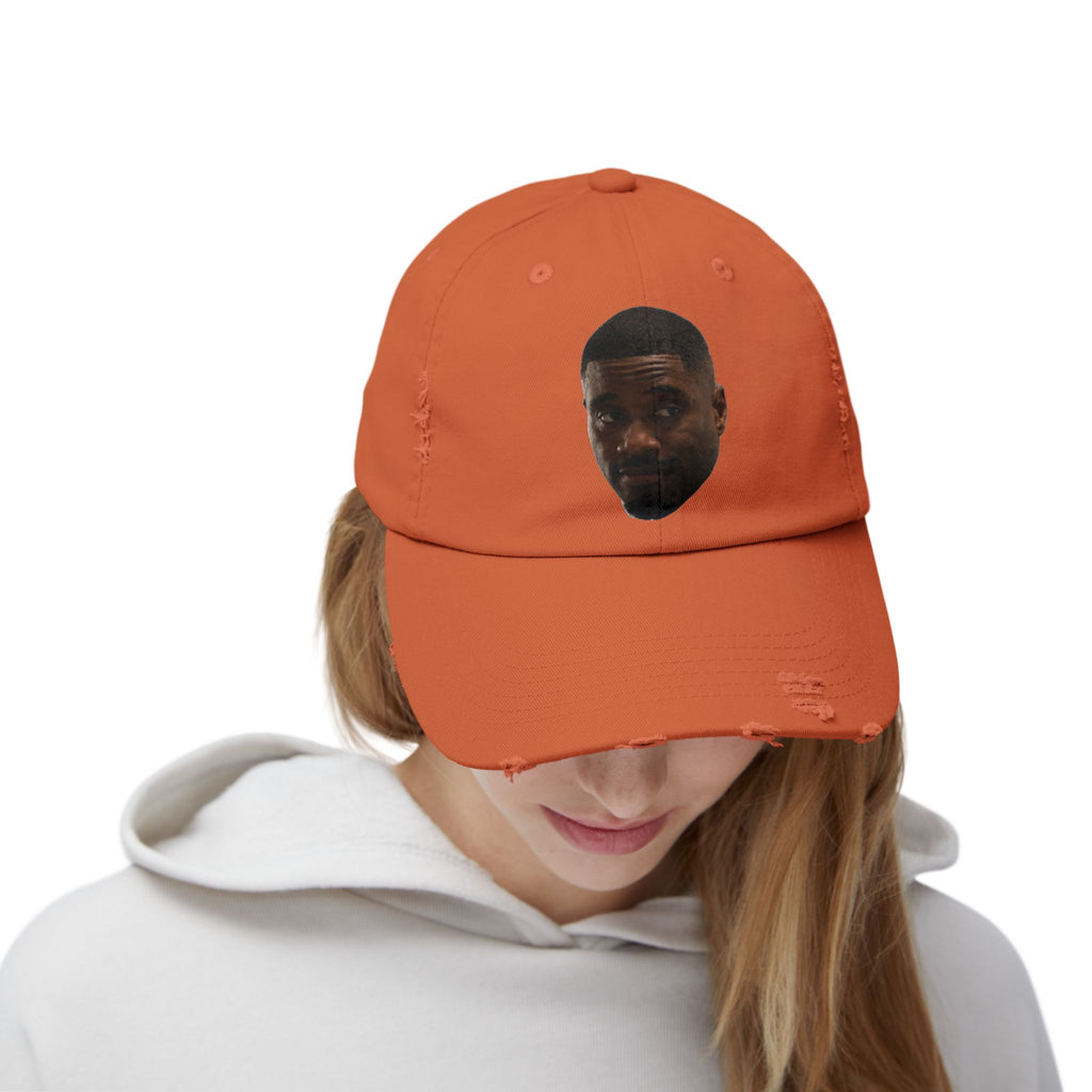 Distressed Black Dad Hat with Expressive Face Patch