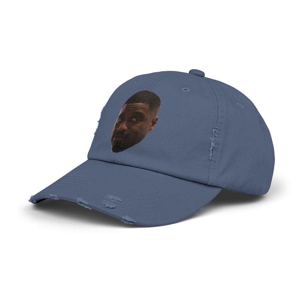 Distressed Black Dad Hat with Expressive Face Patch
