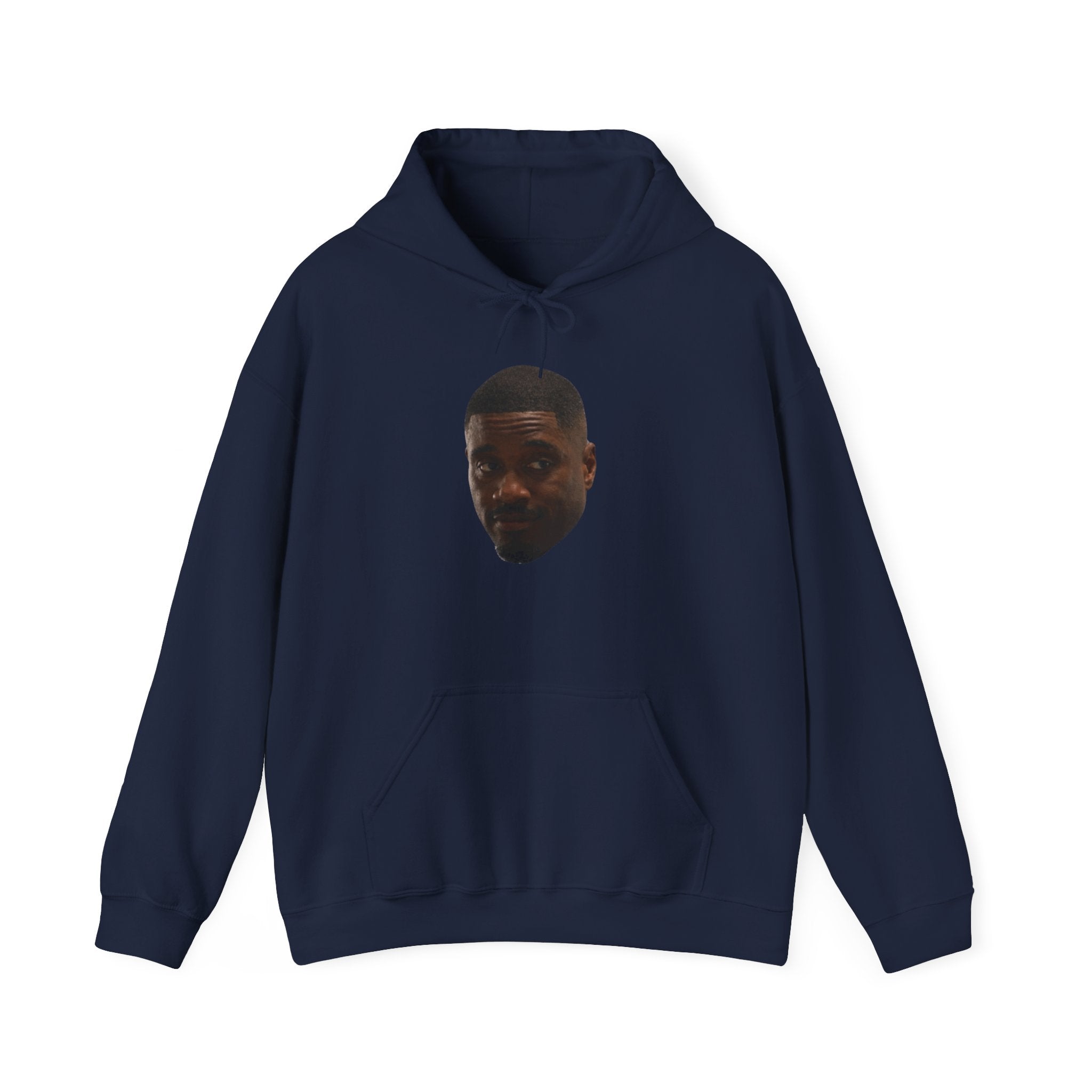 Minimal Face Print Hoodie — Small Center Portrait Graphic