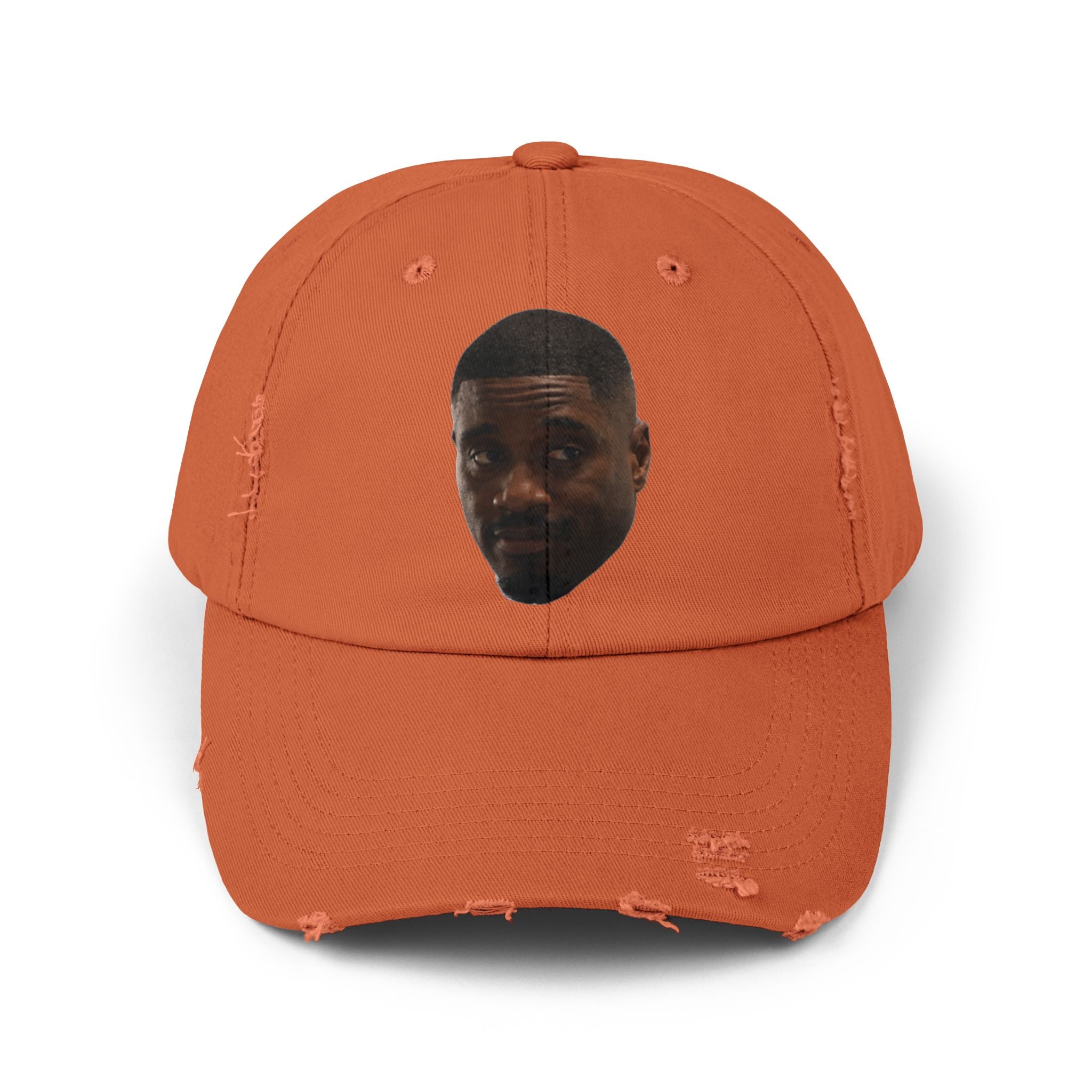 Distressed Black Dad Hat with Expressive Face Patch