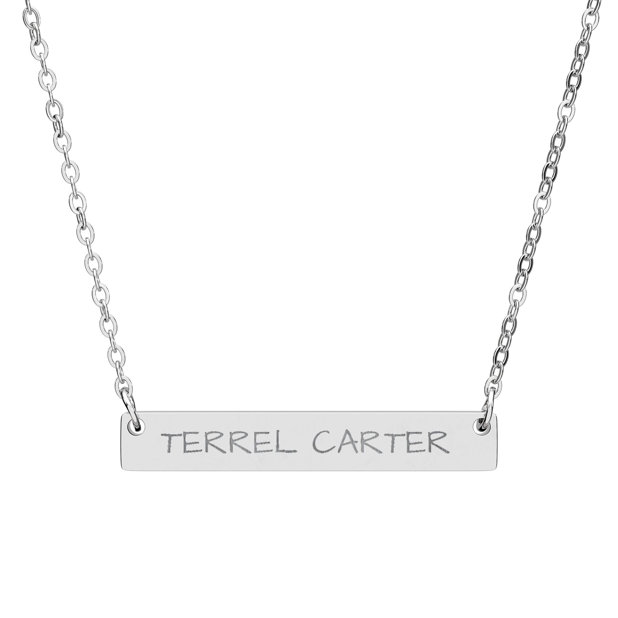 Personalized Horizontal Bar Necklace — Engraved Name Pendant