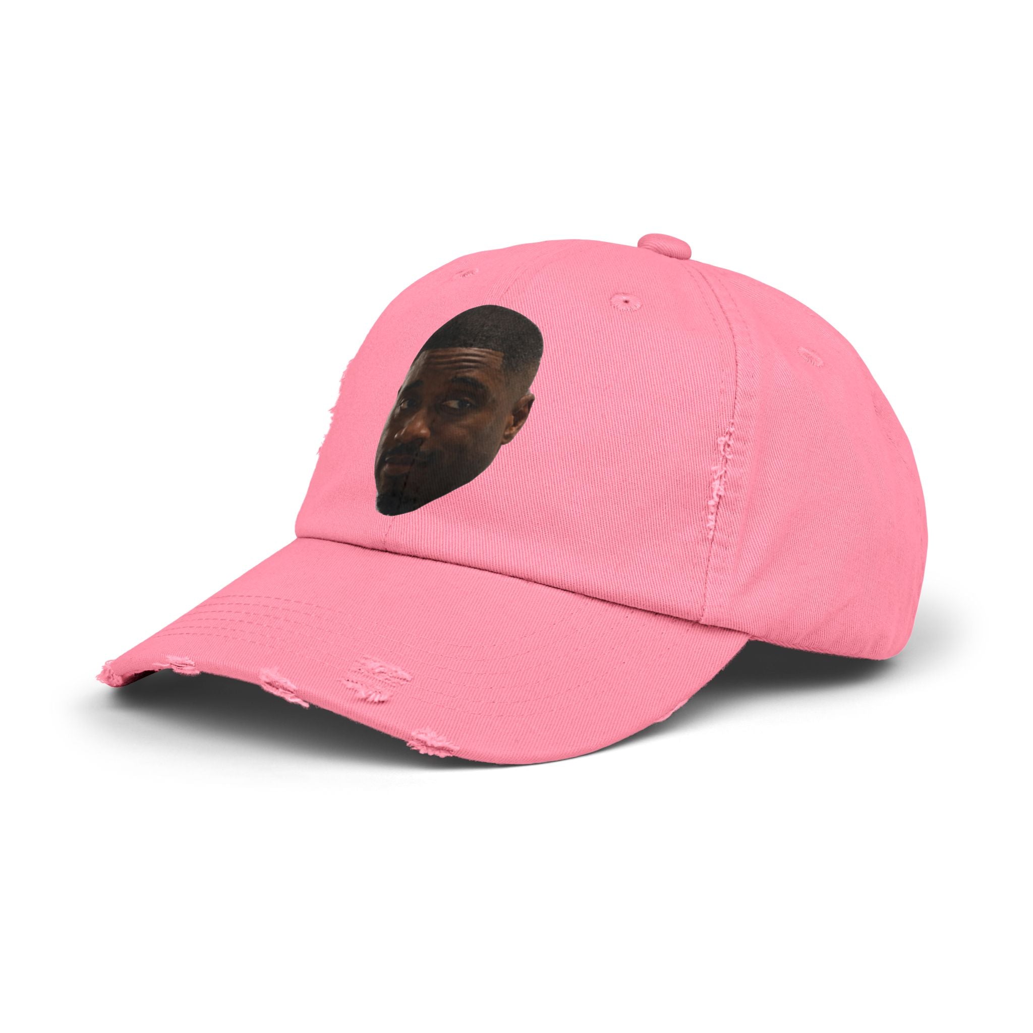 Distressed Black Dad Hat with Expressive Face Patch