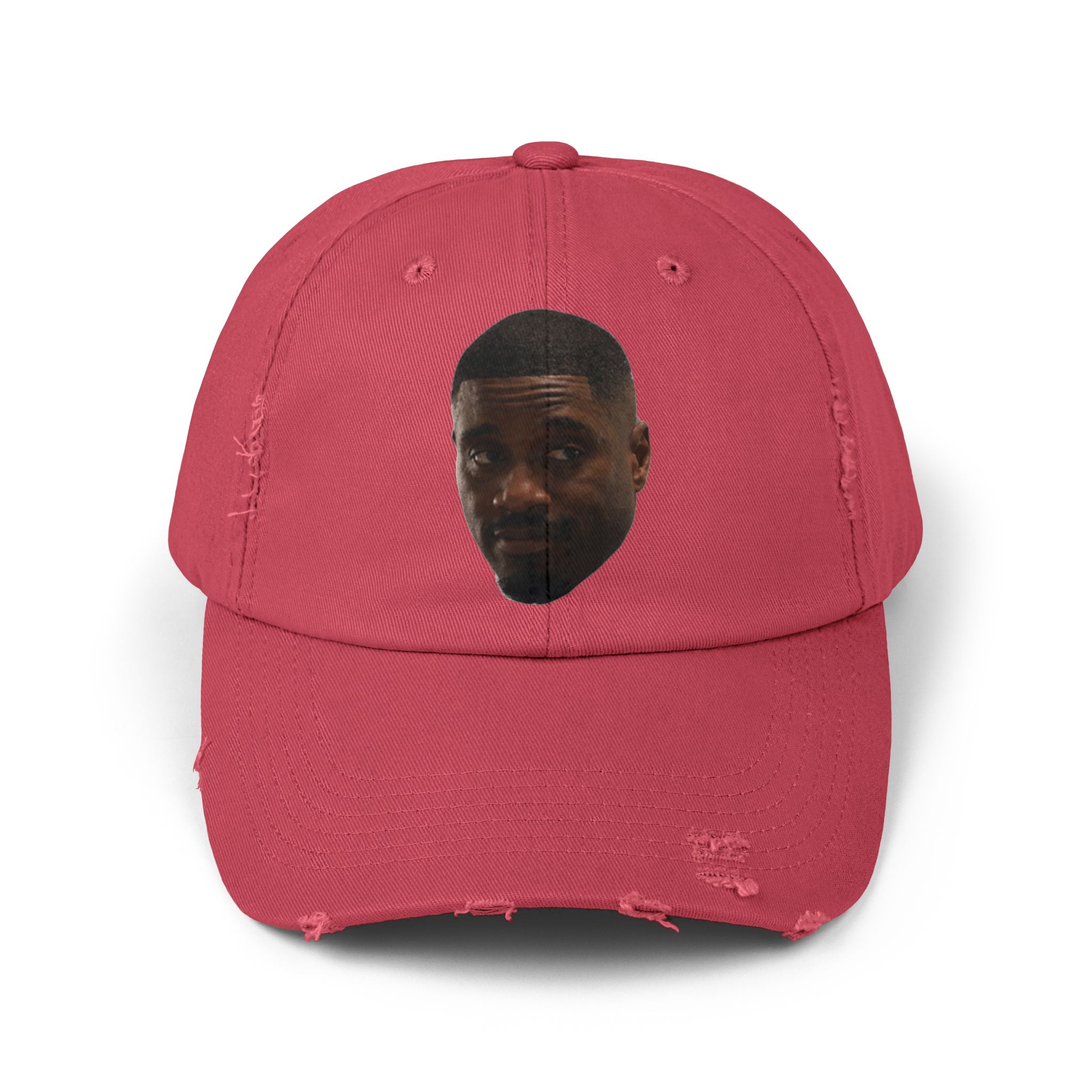Distressed Black Dad Hat with Expressive Face Patch