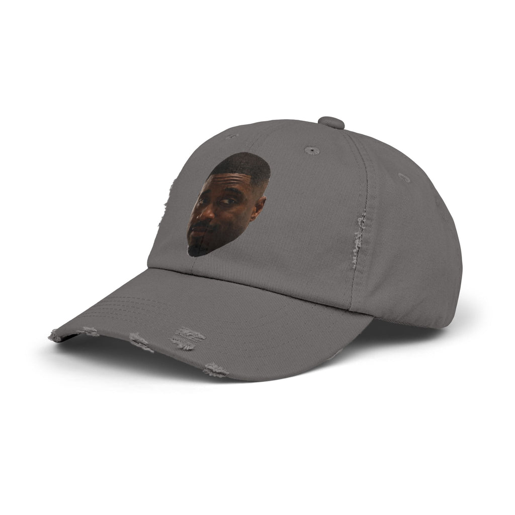 Distressed Black Dad Hat with Expressive Face Patch