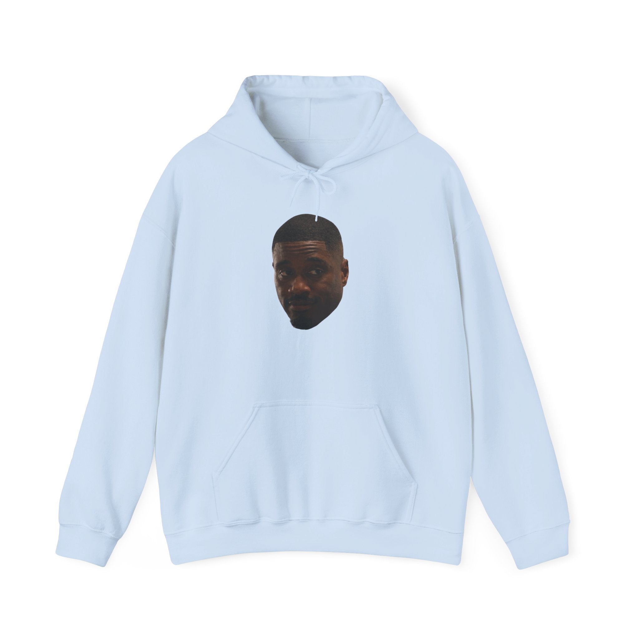 Minimal Face Print Hoodie — Small Center Portrait Graphic