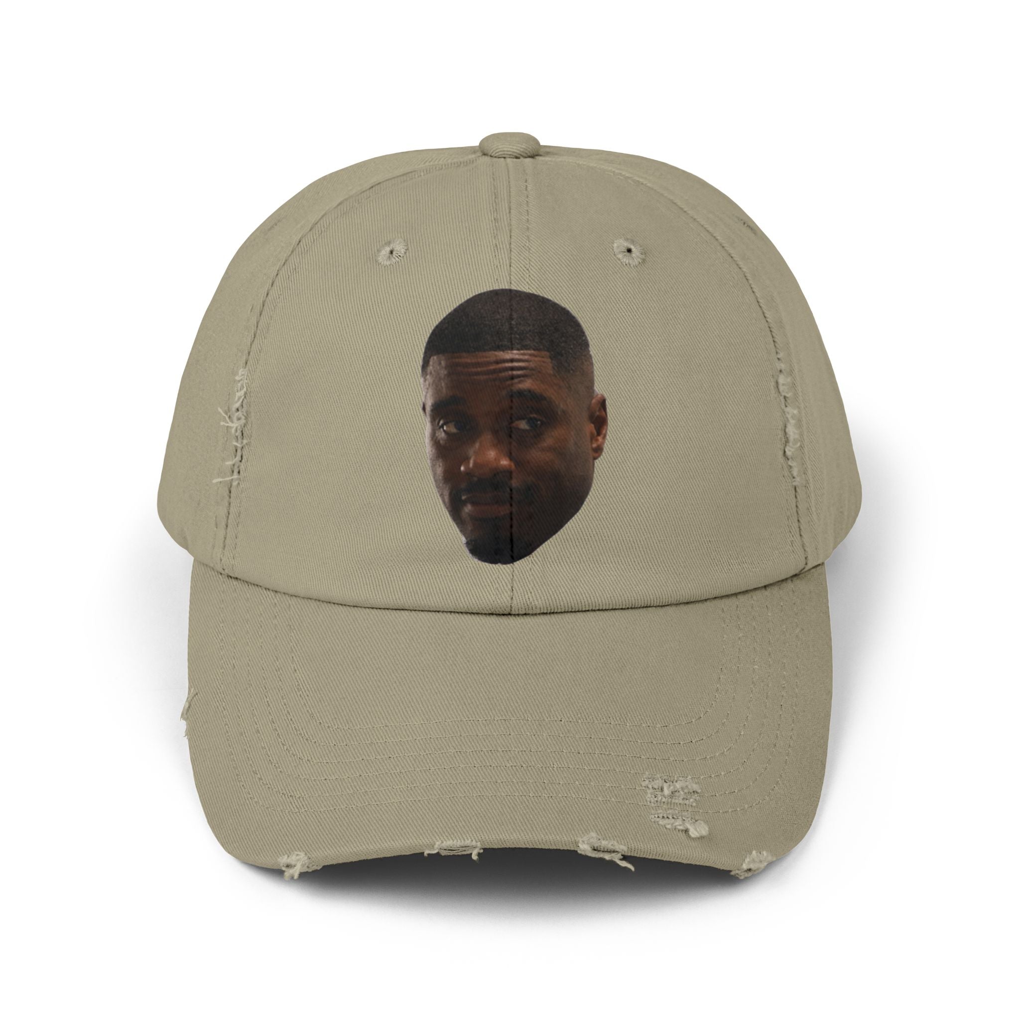 Distressed Black Dad Hat with Expressive Face Patch