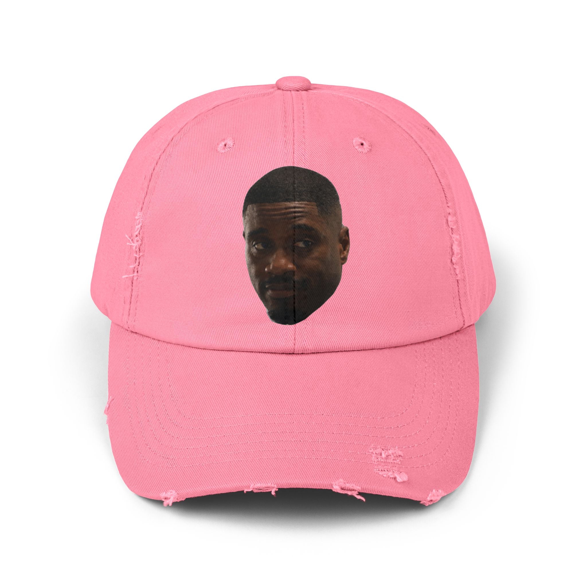 Distressed Black Dad Hat with Expressive Face Patch