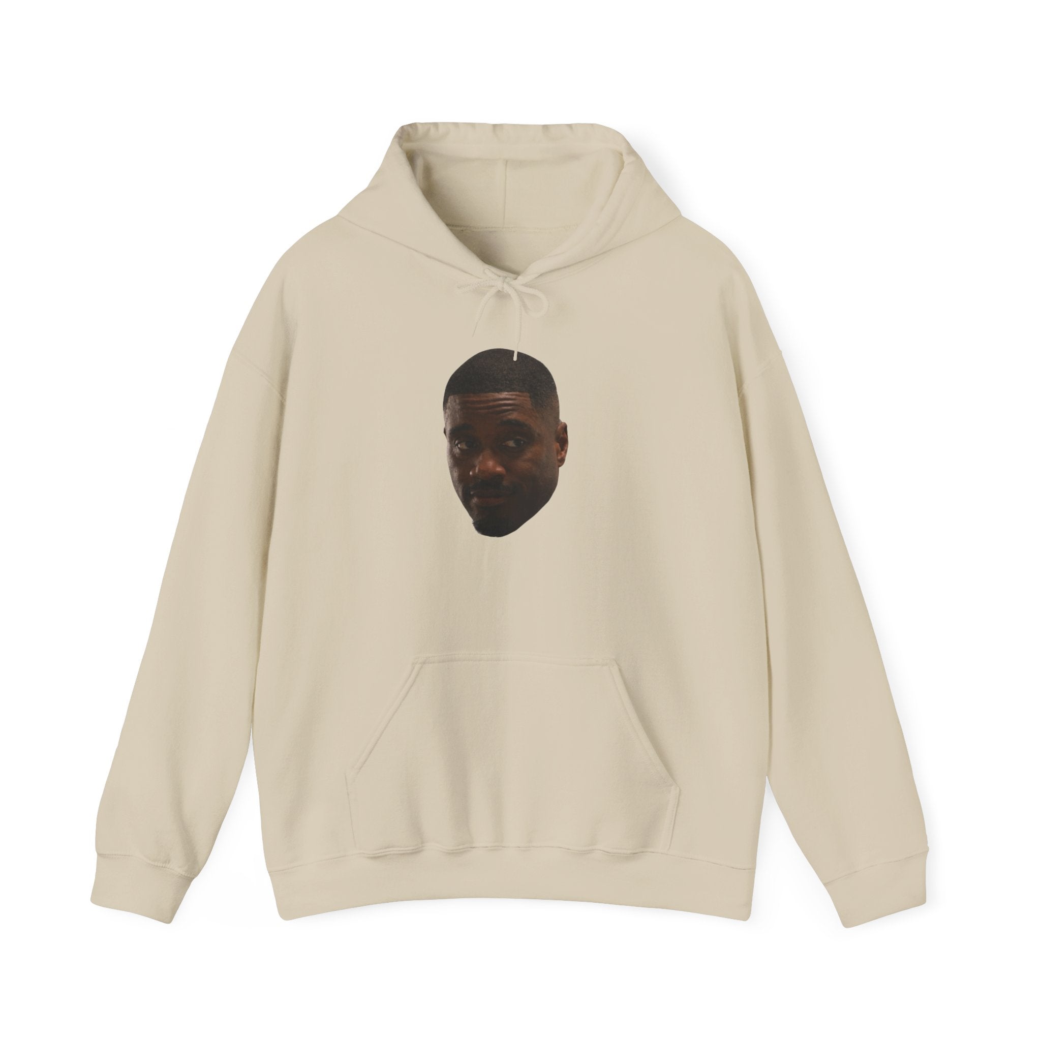 Minimal Face Print Hoodie — Small Center Portrait Graphic