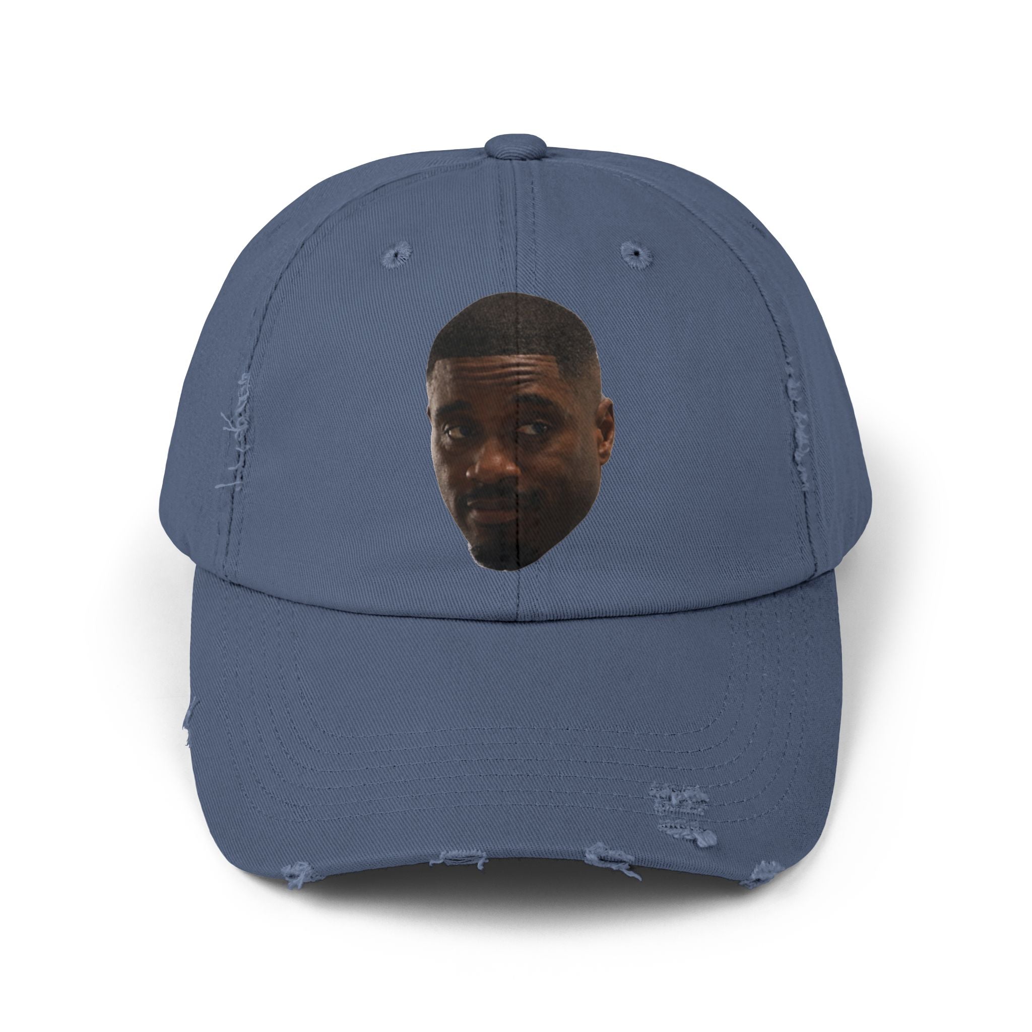 Distressed Black Dad Hat with Expressive Face Patch