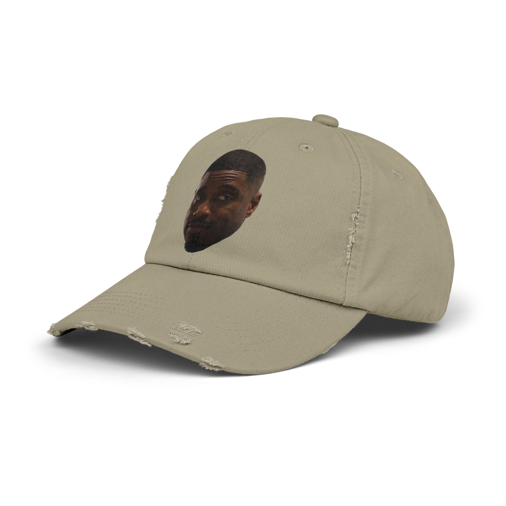 Distressed Black Dad Hat with Expressive Face Patch
