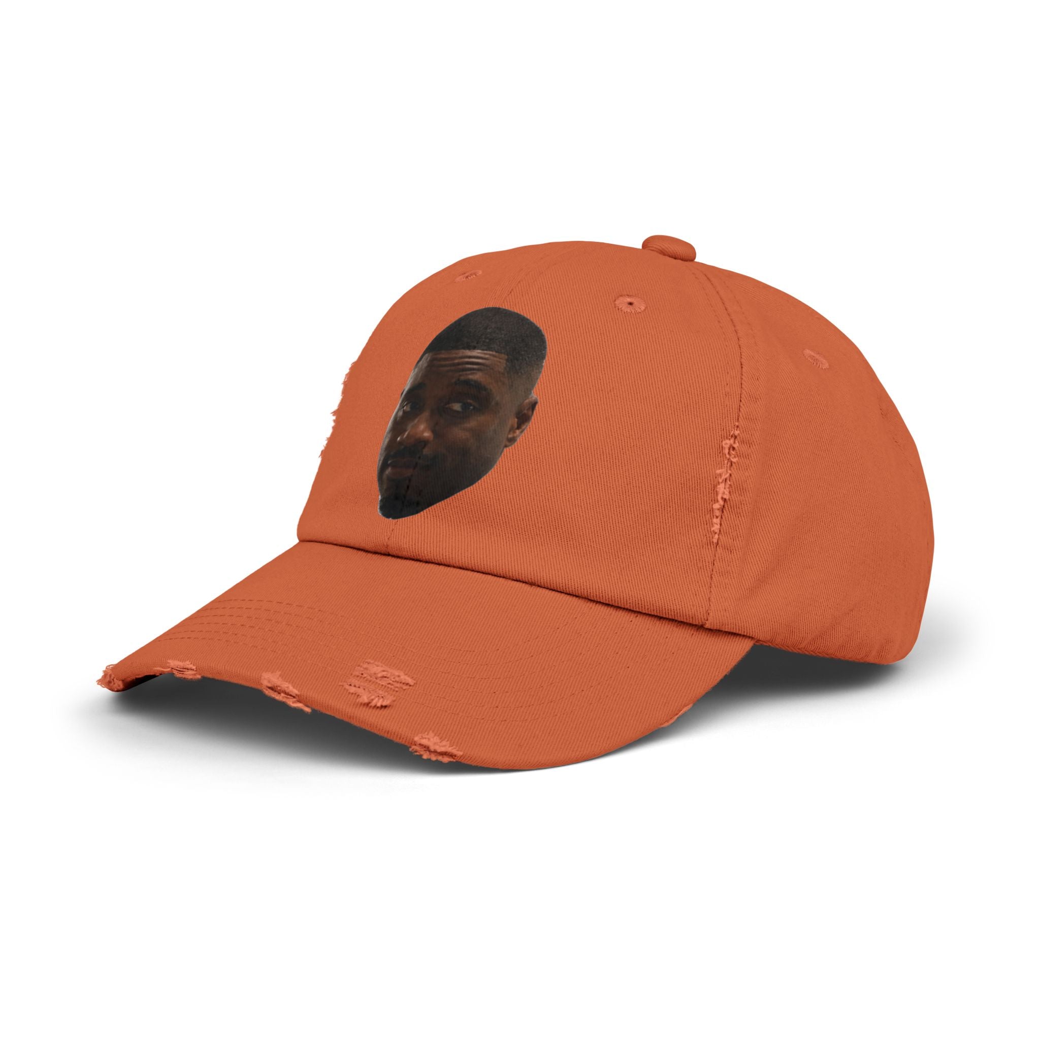 Distressed Black Dad Hat with Expressive Face Patch