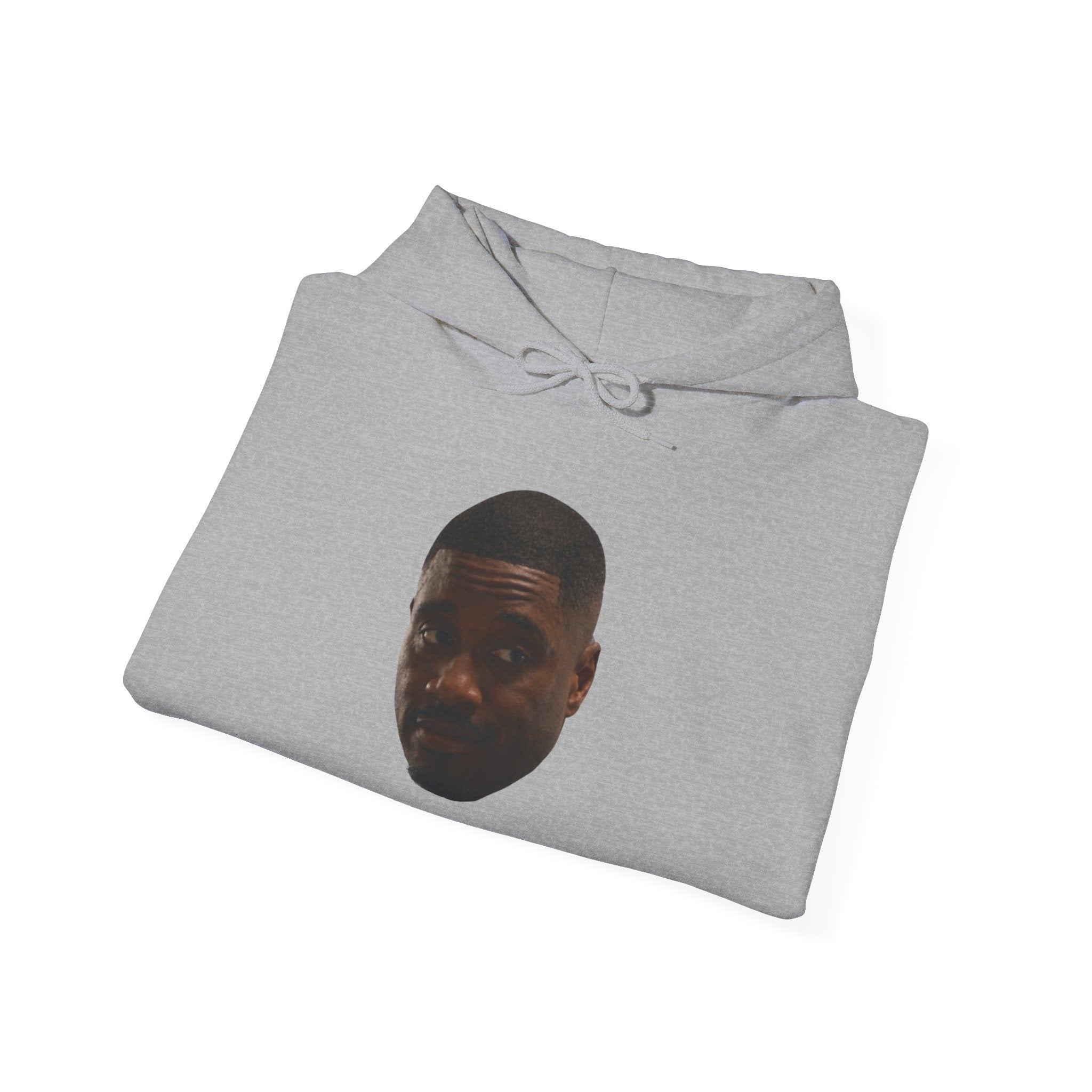 Minimal Face Print Hoodie — Small Center Portrait Graphic