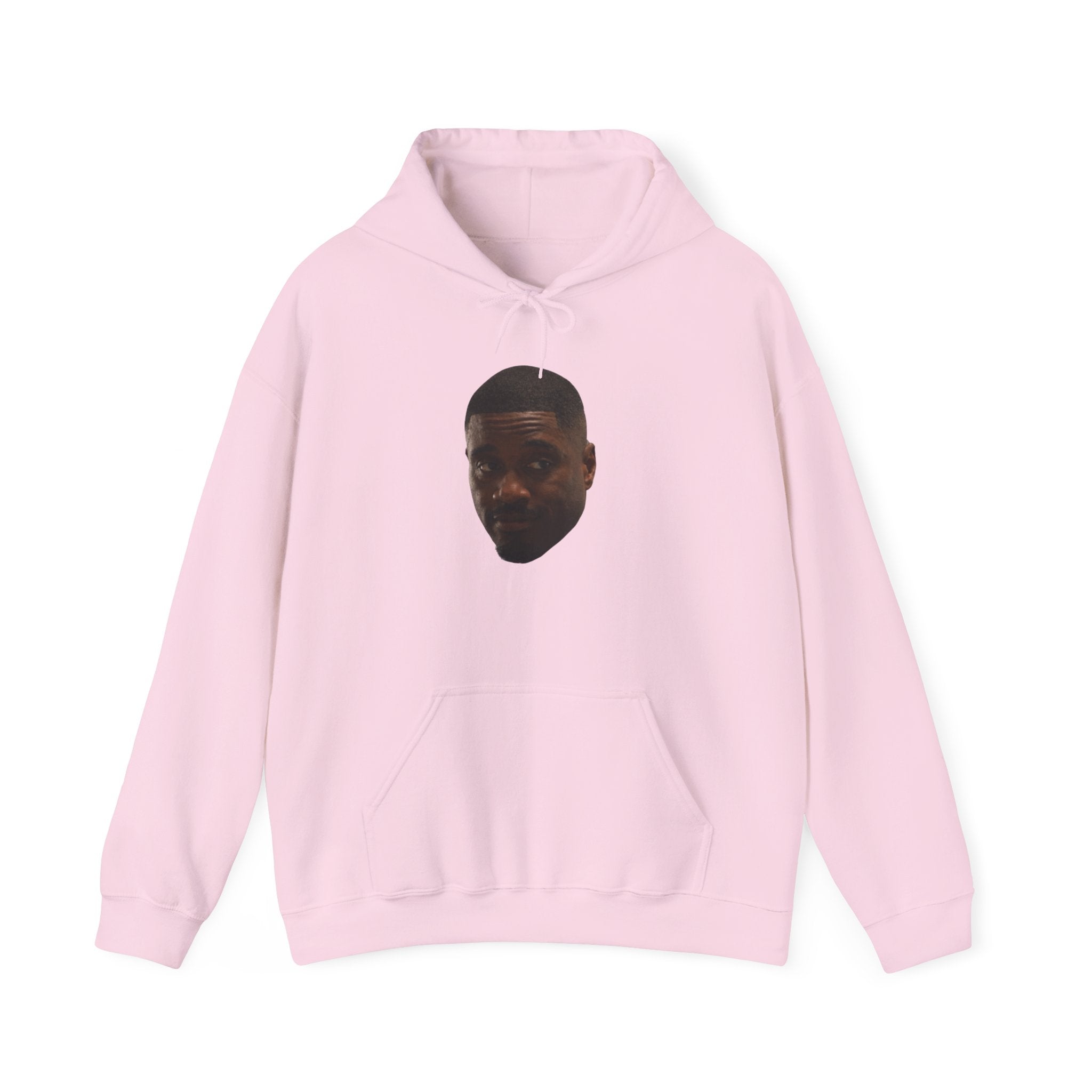 Minimal Face Print Hoodie — Small Center Portrait Graphic