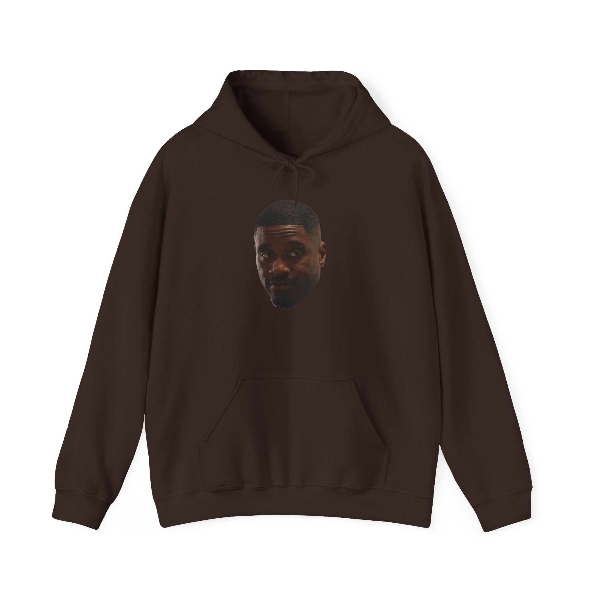Minimal Face Print Hoodie — Small Center Portrait Graphic