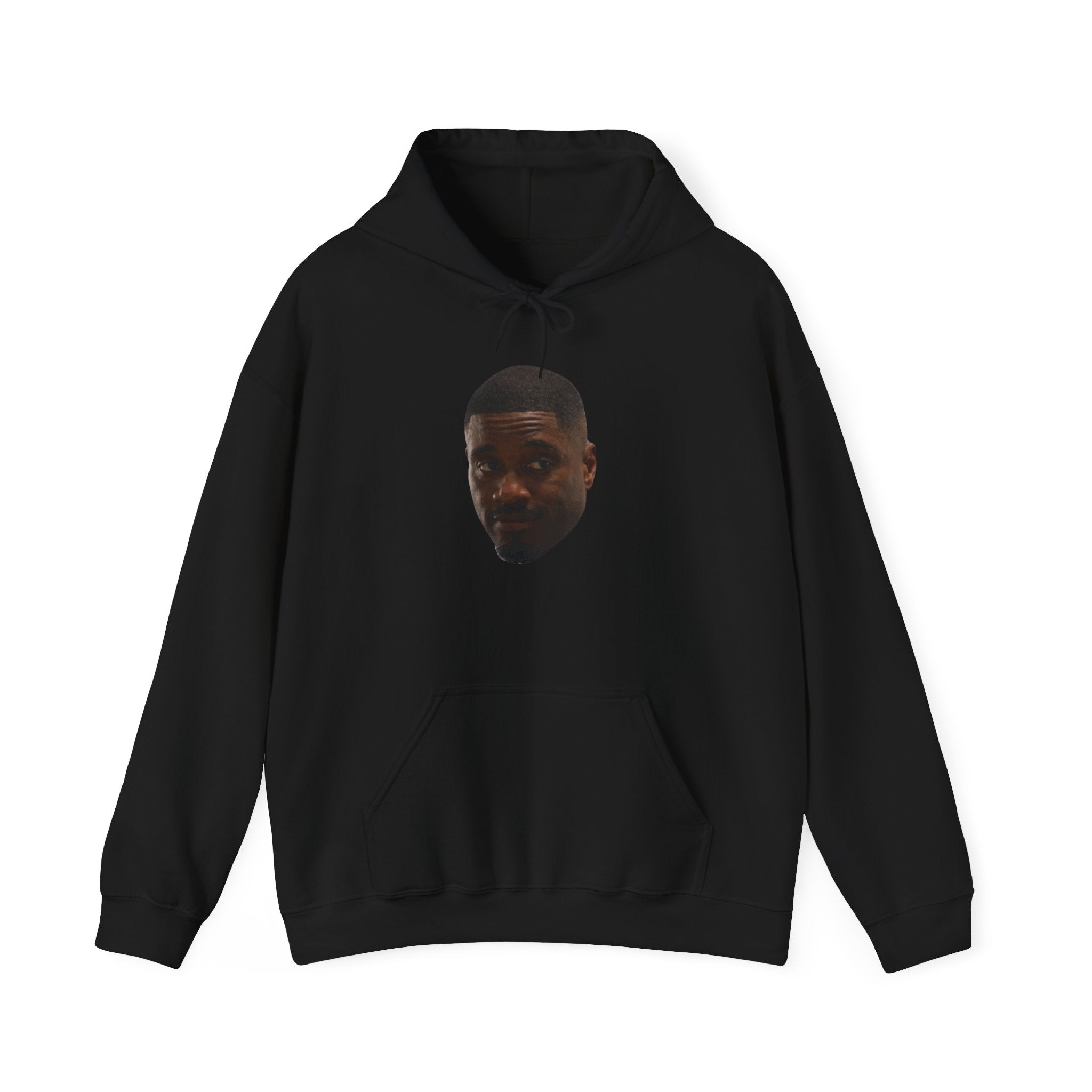 Minimal Face Print Hoodie — Small Center Portrait Graphic