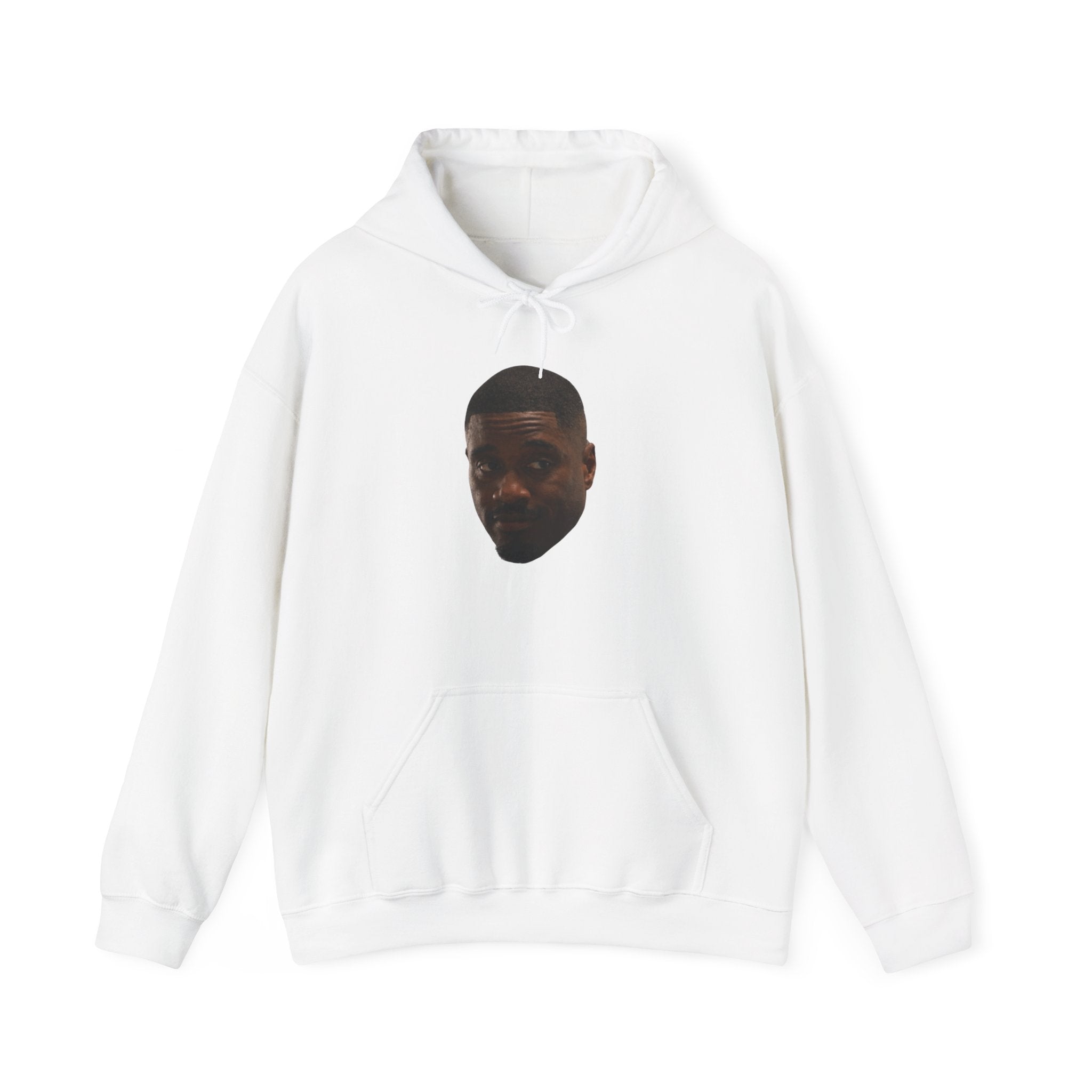 Minimal Face Print Hoodie — Small Center Portrait Graphic