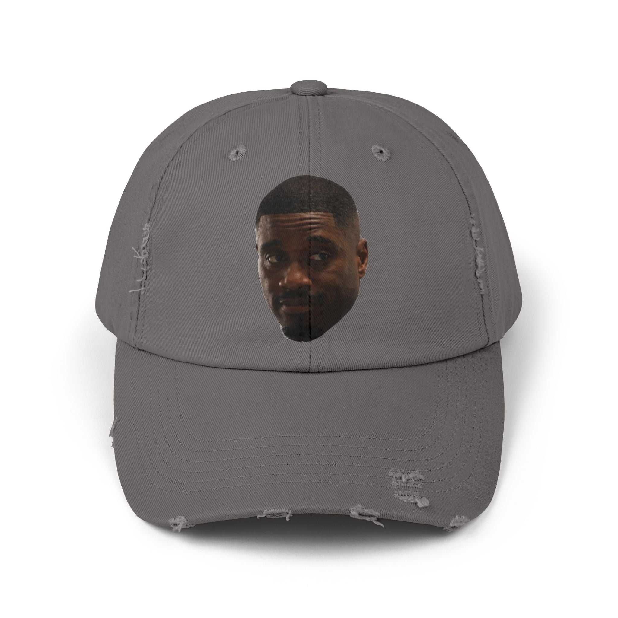 Distressed Black Dad Hat with Expressive Face Patch