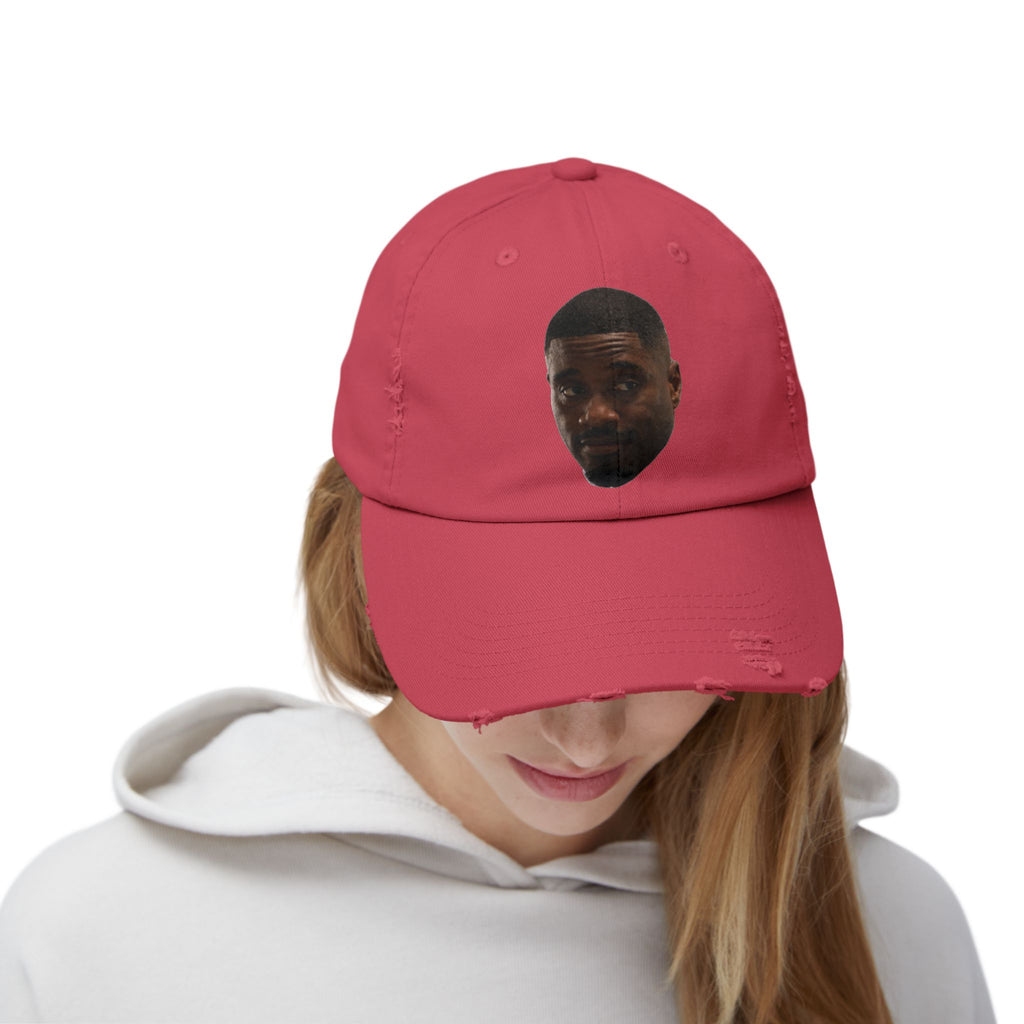 Distressed Black Dad Hat with Expressive Face Patch