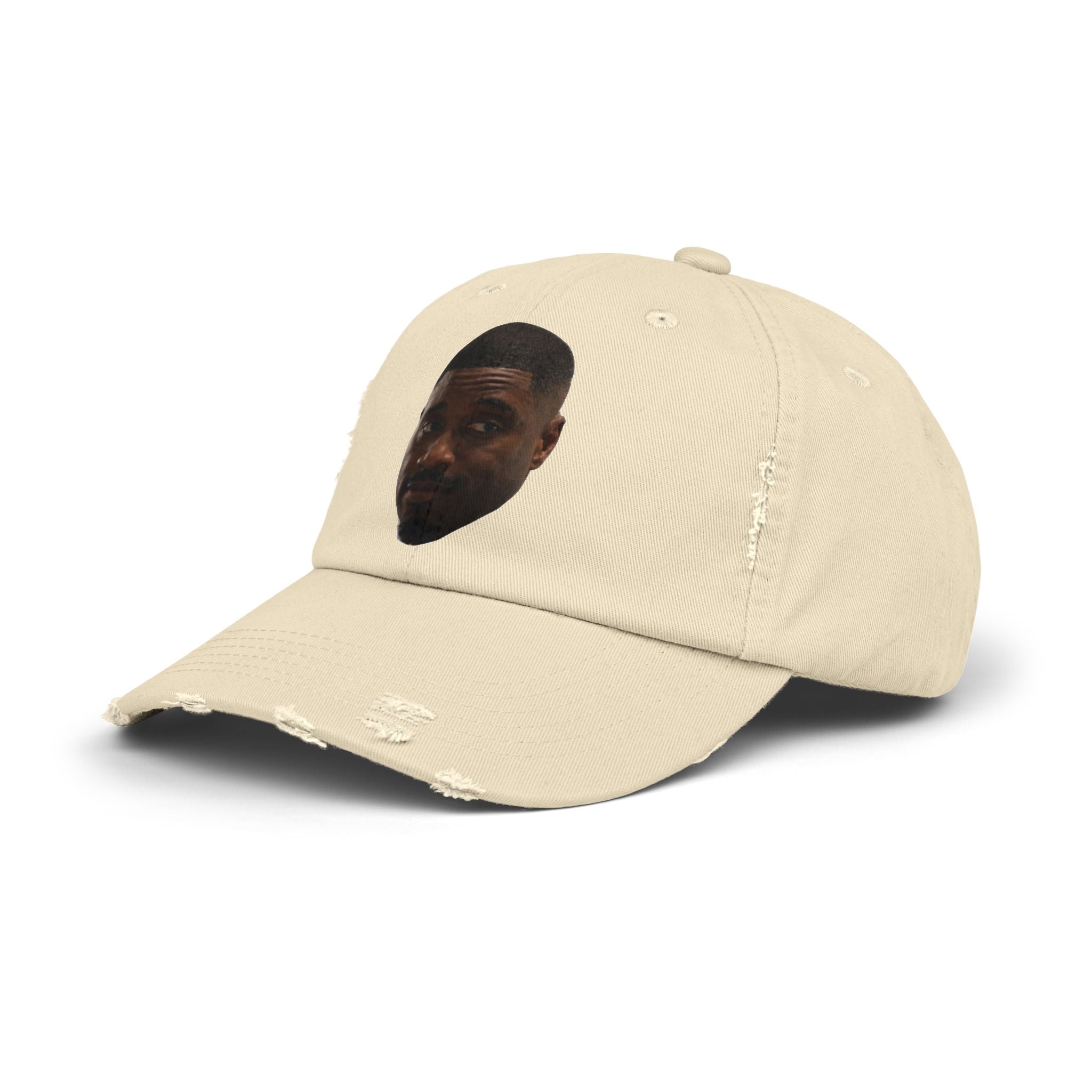 Distressed Black Dad Hat with Expressive Face Patch